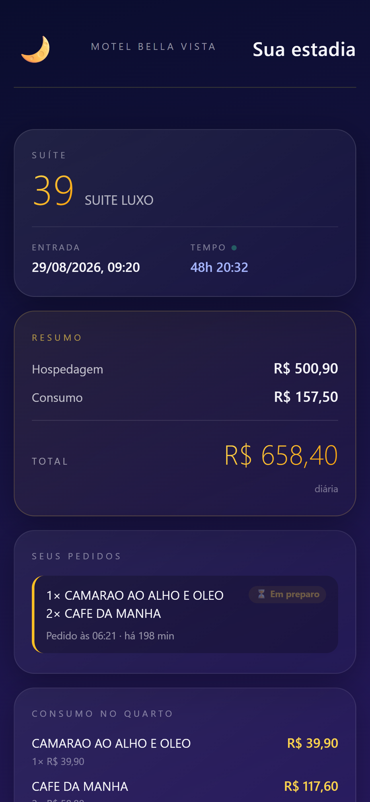 App do hóspede no celular